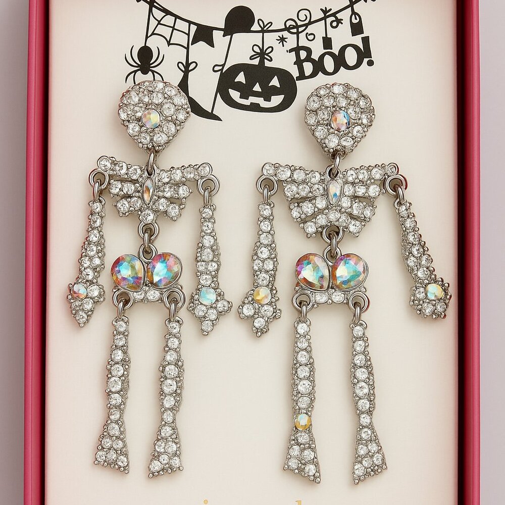 💀 Piper K Rhinestone Skeleton Earrings “Creep It Real” Halloween Jewelry 🎃